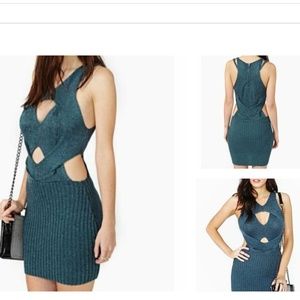 NEW  Nasty Gal twisted knit SWEATER MINI dress CUT OUT OPEN S